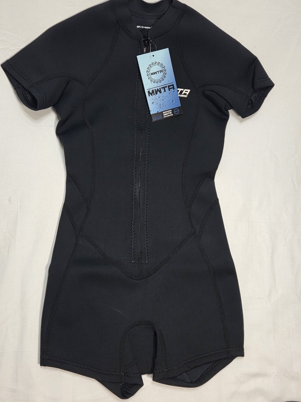 NWT MWTA Ladies 2mm Neoprene Wetsuit Size 6 Black Front Zip